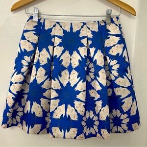 Alice and Olivia Blue and White Crane Daisy Pattern Women's Skirt Party Size 8